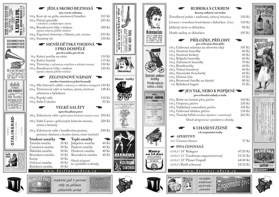 Hostinec Obora Trpišov - Jídelní lístek restaurace